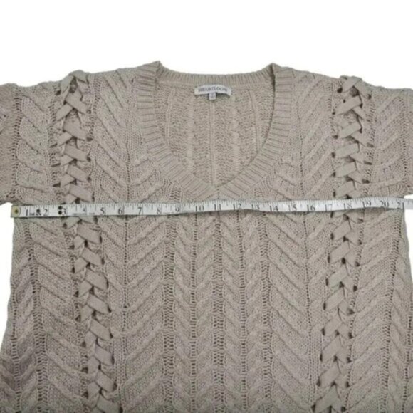 Heartloom Sweater Cable Knit  Braided Cream Oatmeal Oversit Small - Picture 12 of 12